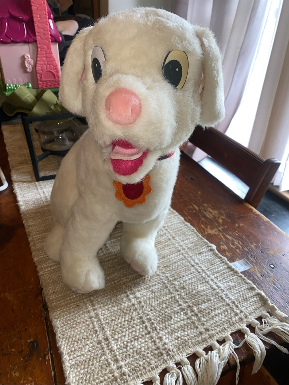 Disney White Plush Puppy with Pink Accents 101 Dalmatians oddball - Picture 2 of 12
